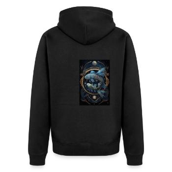 Sternzeichen Fische - Unisex Premium Bio Zip Hoodie - Schwarz - Hinten - Nico (187cm)