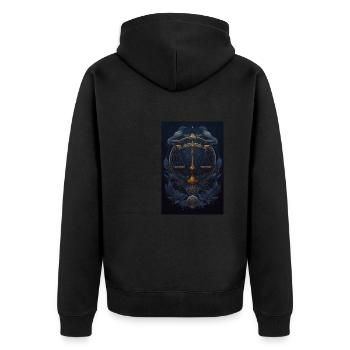 Waage - Unisex Premium Bio Zip Hoodie - Schwarz - Hinten - Nico (187cm)
