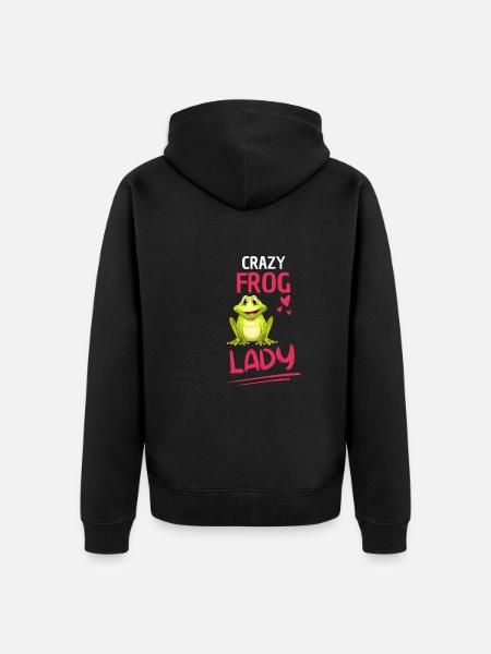Crazy Frog Lady Women Gift Frog - Unisex Premium Organic Zip Hoodie - black