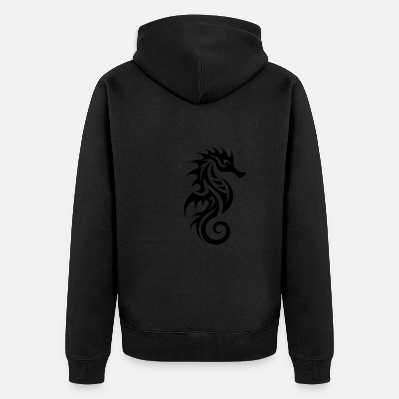 Mignon petit hippocampe de tatouage - Veste à capuche bio Premium Unisexe - noir