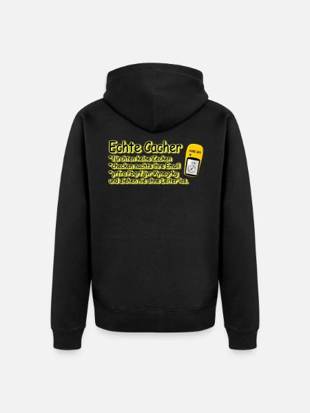 echte cacher - Unisex Premium Bio Zip Hoodie - Schwarz