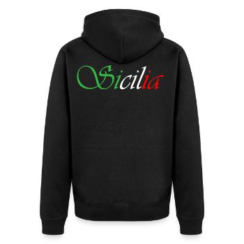 sicilia - Unisex Premium Organic Zip Hoodie - black - Back - Nico (187cm)