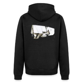 graphic sketch - Unisex Premium Bio Zip Hoodie - Schwarz - Hinten - Nico (187cm)