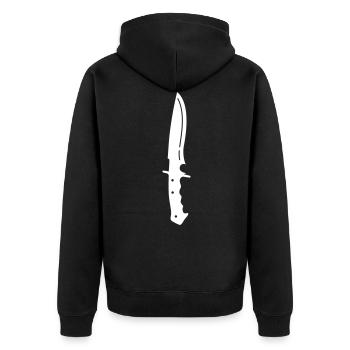Messer icon - Unisex Premium Bio Zip Hoodie - Schwarz - Hinten - Nico (187cm)