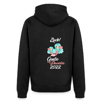 Große Schwester 2022 Meerjungfrau Kinder Geschenk - Unisex Premium Bio Zip Hoodie - Schwarz - Hinten - Nico (187cm)