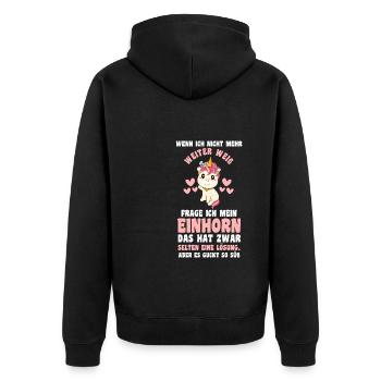 Einhorn Tier Einhorn-Fans Geschenk - Unisex Premium Bio Zip Hoodie - Schwarz - Hinten - Nico (187cm)