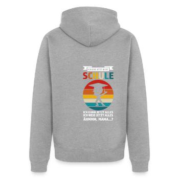 Schulkind Anfang Schulanfänger Geschenk - Unisex Premium Bio Zip Hoodie - Grau meliert - Hinten - Nico (187cm)