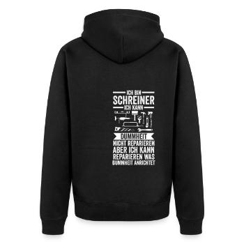Schreiner Beruf Holzbearbeiter Geschenk - Unisex Premium Bio Zip Hoodie - Schwarz - Hinten - Nico (187cm)