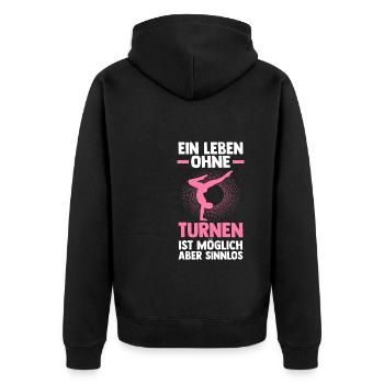 Turnen Sport Gymnastik Geschenk - Unisex Premium Bio Zip Hoodie - Schwarz - Hinten - Nico (187cm)