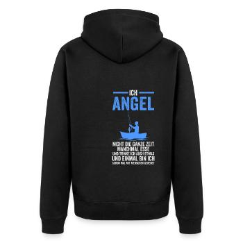 Angeln Fische Angler Geschenk - Unisex Premium Bio Zip Hoodie - Schwarz - Hinten - Nico (187cm)