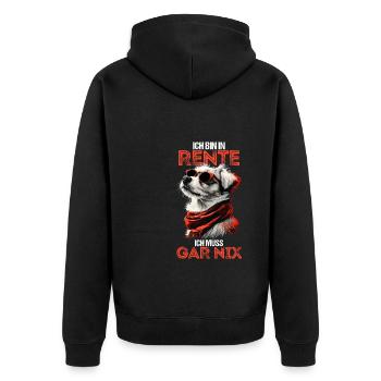 Ich bin in Rente ich muss garnix lustiges Pension - Unisex Premium Bio Zip Hoodie - Schwarz - Hinten - Nico (187cm)