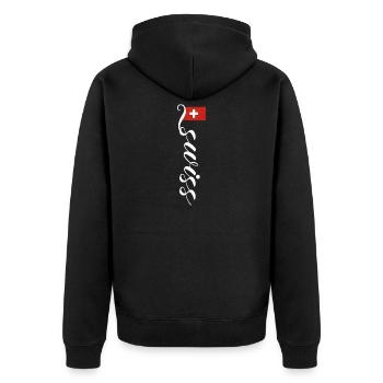 Schweiz - Unisex Premium Bio Zip Hoodie - Schwarz - Hinten - Nico (187cm)