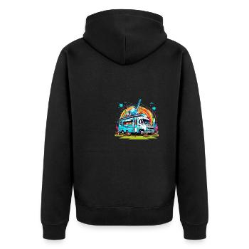 Campeur, Nature, Liberté, Fusée, Coloré, Cadeau - Veste à capuche bio Premium Unisexe - noir - Dos - Nico (187cm)