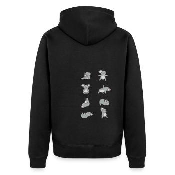 Yoga Koalas - Unisex Premium Bio Zip Hoodie - Schwarz - Hinten - Nico (187cm)