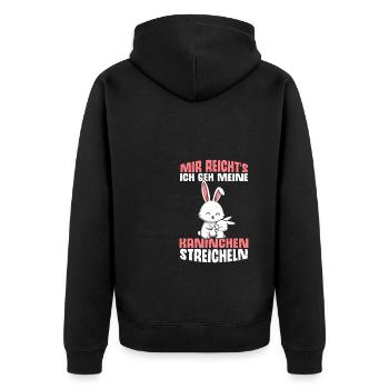 Mir reichts ich geh meine Kaninchen streicheln süß - Unisex Premium Bio Zip Hoodie - Schwarz - Hinten - Nico (187cm)