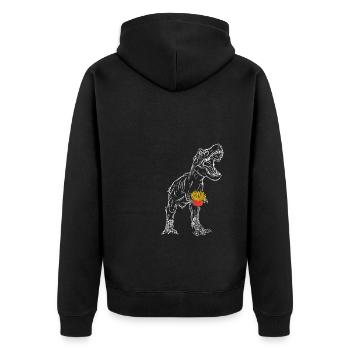 Pommesaurier Pommes Frites Dinosaurier T Rex Fritt - Unisex Premium Bio Zip Hoodie - Schwarz - Hinten - Nico (187cm)