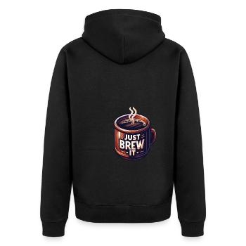 Einfach aufbrühen - Unisex Premium Bio Zip Hoodie - Schwarz - Hinten - Nico (187cm)