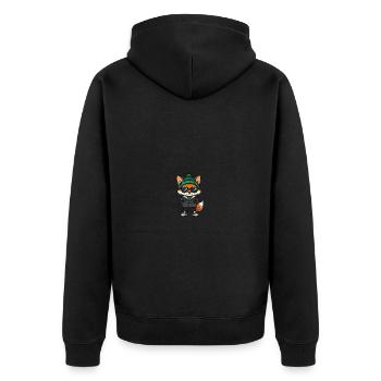 Fuchs Winter Comic - Unisex Premium Bio Zip Hoodie - Schwarz - Hinten - Nico (187cm)