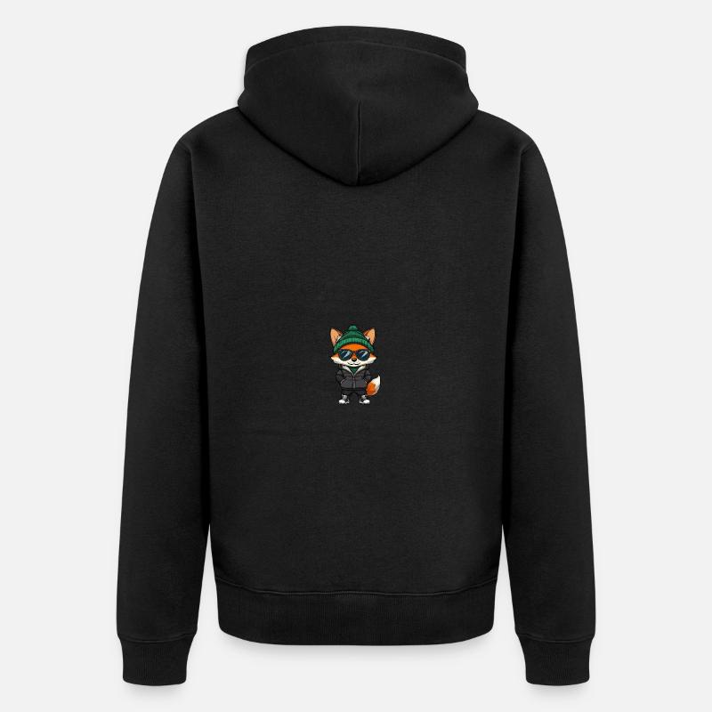 Fuchs Winter Comic - Unisex Premium Bio Zip Hoodie - Schwarz