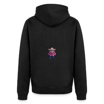 Schwein Winter Comic Wildschwein - Unisex Premium Bio Zip Hoodie - Schwarz - Hinten - Nico (187cm)