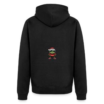 Frosch Weihnachten Cool X-Mas - Unisex Premium Bio Zip Hoodie - Schwarz - Hinten - Nico (187cm)