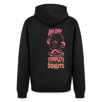 Donut Süssigkeiten Donuts Essen Bäcker Geschenk - Unisex Premium Bio Zip Hoodie - Schwarz - Hinten - Nico (187cm)