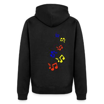 Musiknoten zeichen - Unisex Premium Bio Zip Hoodie - Schwarz - Hinten - Nico (187cm)