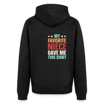 Meine Lieblingsnichte Hat Mir Das Geschenkt - Unisex Premium Bio Zip Hoodie - Schwarz - Hinten - Nico (187cm)