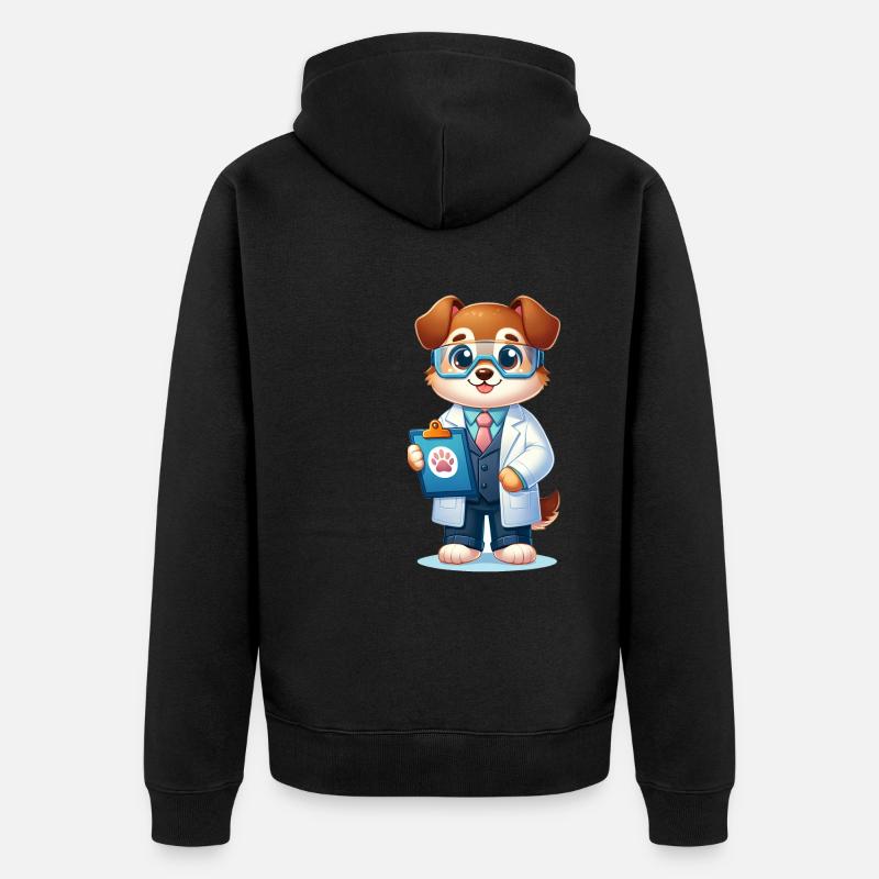 Chien mignon scientifique - Veste à capuche bio Premium Unisexe - noir