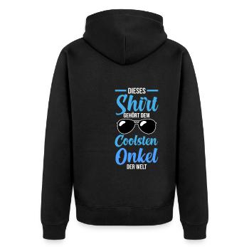 Patenonkel Pate Coolster Onkel - Unisex Premium Bio Zip Hoodie - Schwarz - Hinten - Nico (187cm)