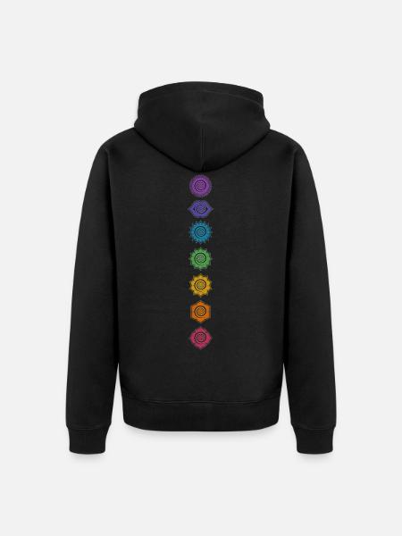 Regenbogen Chakra Yoga Meditation Sommer Festival - Unisex Premium Bio Zip Hoodie - Schwarz