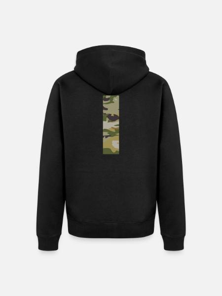 Camouflage letter I - Unisex Premium Organic Zip Hoodie - black