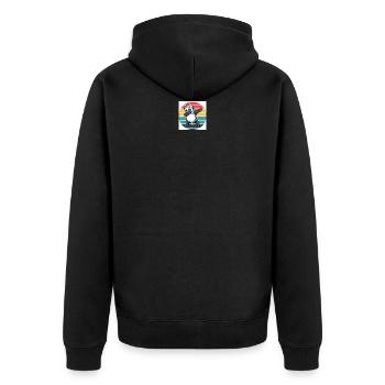 Retro-Panda - Unisex Premium Bio Zip Hoodie - Schwarz - Hinten - Nico (187cm)