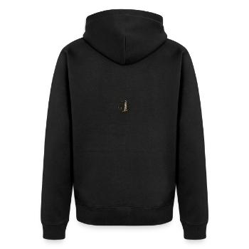 Küstenkind Vintage Anker & Leuchtturm - Unisex Premium Bio Zip Hoodie - Schwarz - Hinten - Nico (187cm)