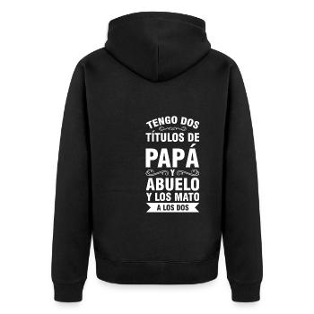 Papa & Opa Familie Papa Geschenk - Unisex Premium Bio Zip Hoodie - Schwarz - Hinten - Nico (187cm)