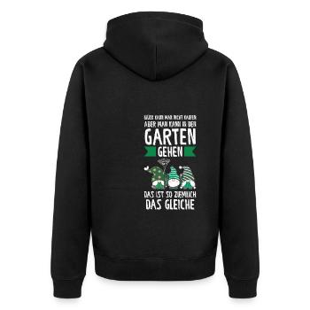 Garten-arbeit Gnome Gärtnerei Geschenk - Unisex Premium Bio Zip Hoodie - Schwarz - Hinten - Nico (187cm)