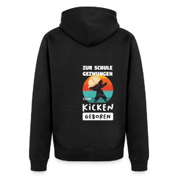 Fußball Dabbing Fußballfan Geschenk - Unisex Premium Bio Zip Hoodie - Schwarz - Hinten - Nico (187cm)