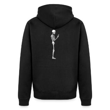 Funny Skeleton with smartphone texting  - Unisex Premium Organic Zip Hoodie - black - Back - Nico (187cm)