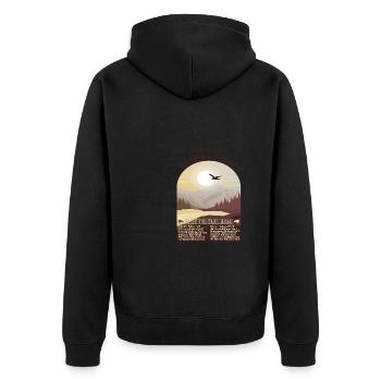 National Parks Neuseelands - Unisex Premium Bio Zip Hoodie - Schwarz - Hinten - Nico (187cm)