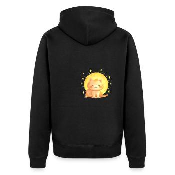 SONNE SONNENSCHEIN SONNENBLUME - Unisex Premium Bio Zip Hoodie - Schwarz - Hinten - Nico (187cm)