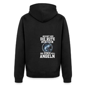 Reichet mir die Rute Angel Fisch Zubehör Geschenk - Unisex Premium Bio Zip Hoodie - Schwarz - Hinten - Nico (187cm)