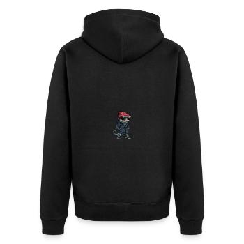 Echse Winter - Unisex Premium Bio Zip Hoodie - Schwarz - Hinten - Nico (187cm)