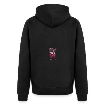 Hyäne Winter - Unisex Premium Bio Zip Hoodie - Schwarz - Hinten - Nico (187cm)