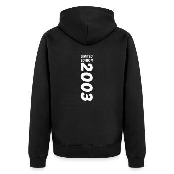 20. Geburtstag Geschenk 2003 - Unisex Premium Bio Zip Hoodie - Schwarz - Hinten - Nico (187cm)