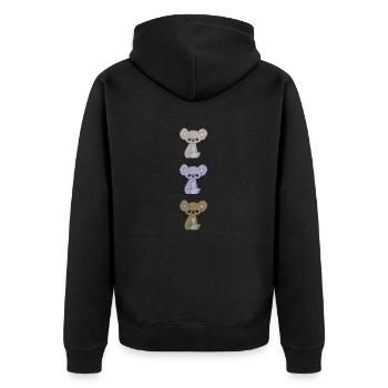 koala dreifach - Unisex Premium Bio Zip Hoodie - Schwarz - Hinten - Nico (187cm)