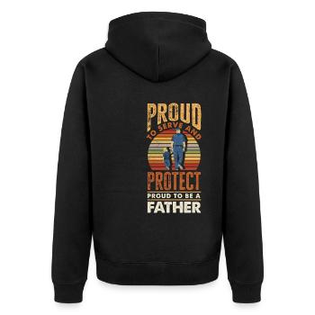 Proud to Protect Father's Day Design for Policeman - Unisex Premium Bio Zip Hoodie - Schwarz - Hinten - Nico (187cm)
