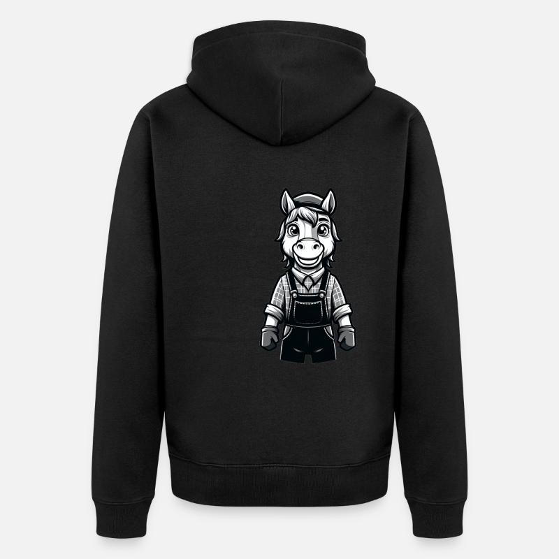 Éleveur de chevaux mignon - Veste à capuche bio Premium Unisexe - noir