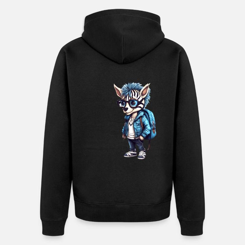 Dessin animé mignon de zèbre - Veste à capuche bio Premium Unisexe - noir