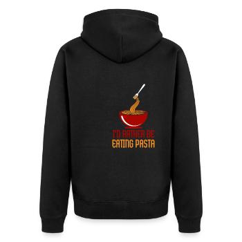 Essen Sie lieber Pasta Spaghetti Italienischer - Unisex Premium Bio Zip Hoodie - Schwarz - Hinten - Nico (187cm)