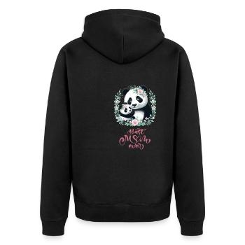 Best Mom Ever Panda Lover Floral Wreath I Mom - Unisex Premium Bio Zip Hoodie - Schwarz - Hinten - Nico (187cm)